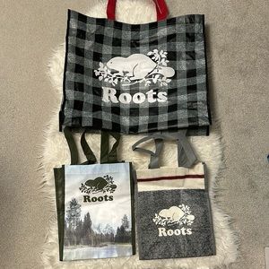 Lot of 3 Roots Reusable Shopping Tote Bags